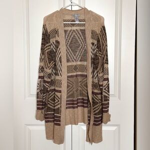 Catherines Beige and Brown Geometric Cardigan